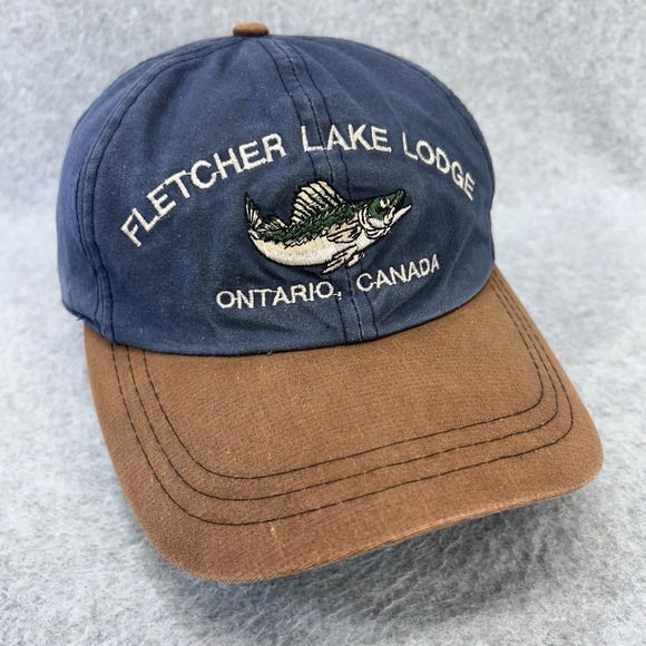 The Unbranded Brand Other - Fletcher Lake Lodge Ontario Canada Fish Logo Strapback Hat OSFM Blue Brown